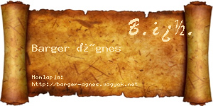 Barger Ágnes névjegykártya